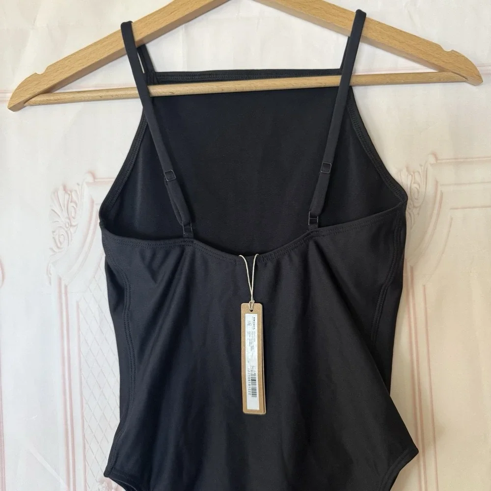 SKIMS Iconic Swim High Neck One Piece Obsidian Black Size S $94 NWT